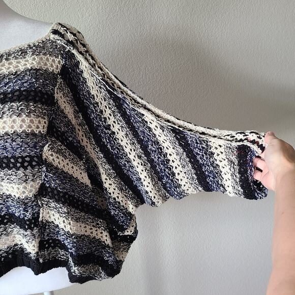 FREE PEOPLE Oversized Dolman Open Knit Stripes Linen Cotton Women Sweater XS - Picture 12 of 15